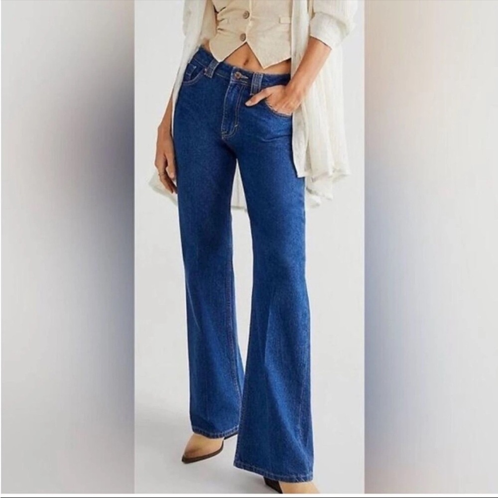 We The Free People Ava High Rise Bootcut Denim Jeans Boho 24 inseam 32 NWT